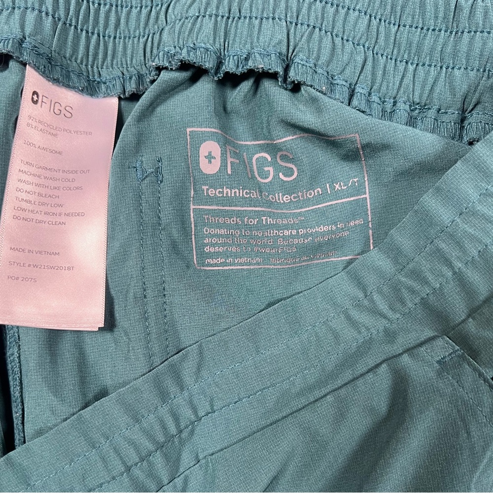 FIGS Technical Collection Scrub Pants Teal Green Elastic Drawstring Medical XL/T - Picture 7 of 7